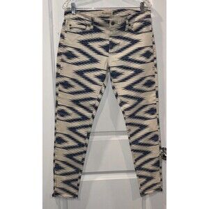 Denim & Supply Chimayo Pattern Denim Pants, Size 30, White/Blue Ralph Lauren